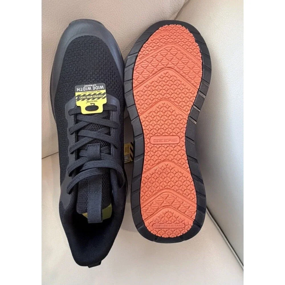Geers Mens Work Shoes Size 12 W Black Slip Resistant Sneaker Air Cushion